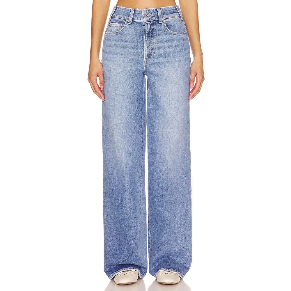 Paige Women Sasha Wide-Leg Jeans Khristen Distressed Size 30 High Rise Trouser